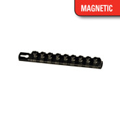 Ernst 8427M-Black-3/8" 8" Magnetic Socket Organizer and 9 Socket Clips