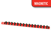Ernst 8402M-Red - 1/2" 18" Magnetic Socket Organizer and 15 Twist Lock Clips
