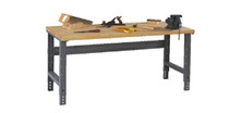 Tennesco WBA-1-3672W Hardwood Top Workbench with Stringer and Adjustable Legs, Medium Grey