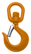 Campbell 3952215 #2 Alloy Latched Swivel Hoist Hook, 1 Ton, Forged Alloy, Painted Orange