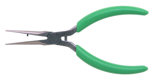 Xcelite LN774512 5 1/2" Long Nose Wiring and Pick-up Pliers with Green Cushion Grips