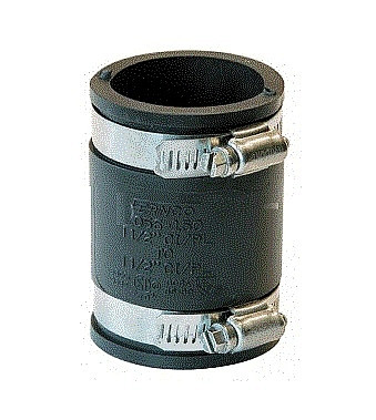 Fernco 1056-150 Flexible Coupling, 1-1/2"x1-1/2", Cast Iron/Plastic to Cast Iron/Plastic