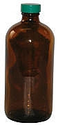 Vestil BTL-UVN-G-16 Narrow-Mouth Amber UV Glass Bottle, 16 oz