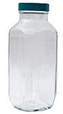 Vestil BTL-SW-G-16 Wide-Mouth Square Glass Bottle, oz