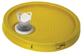 Vestil LID-54-PYST Yellow Plastic Lid for 3.5, 5, and 6 Gallon Pails, Spout Top w/Tear Tab