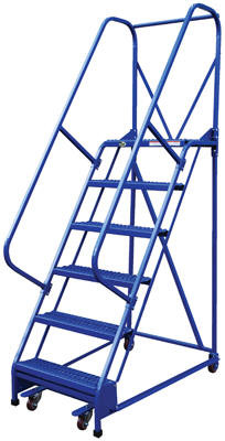 Vestil LAD-R-26-5-G Portable Warehouse Ladder, Steps: 5, Top Step (WxH): 26"x50", Gripstrut