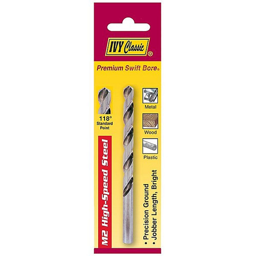 Ivy Classic 01127 27/64" Bright Finish Drill, 3/8" Shank, Premium Swift Bore M2 High-Speed Steel