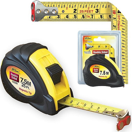 Ivy Classic 13326 7.5m/25' x 1" Dbl. Sided Mag. Tape (Metric/Inch) Card
