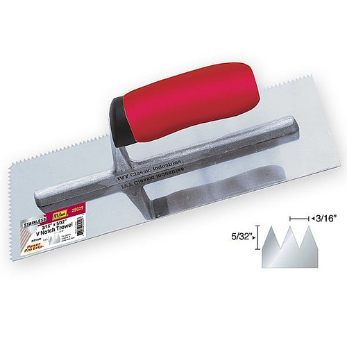 Ivy Classic 25029 3/16 x 5/32" V Notch Trowel Stainless