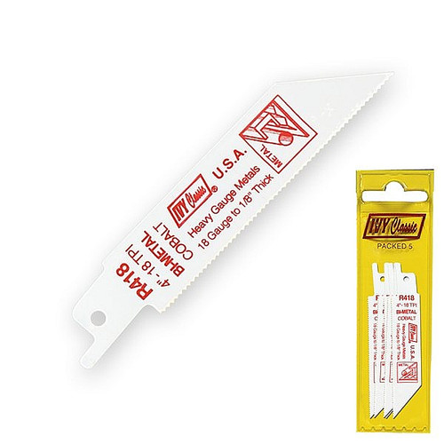 Ivy Classic 28304 R418P 4" 18T Bi-Metal Reciprocating Saw Blade, Pouch of 5
