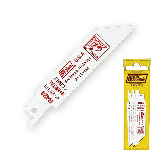 Ivy Classic 28306 R424P 4" 24T Bi-Metal Reciprocating Saw Blade, Pouch of 5