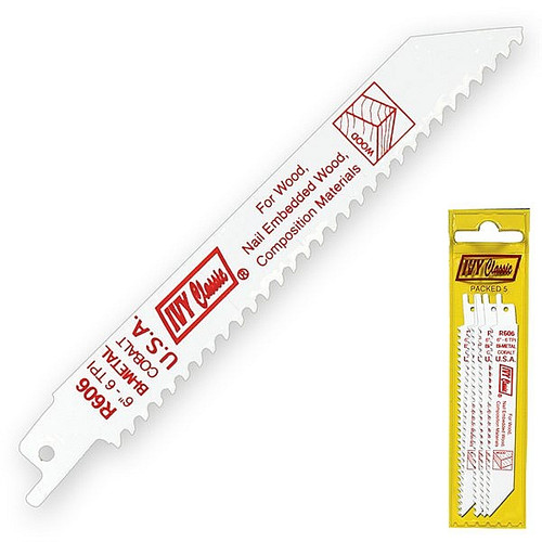Ivy Classic 28308 R606P 6" 6T Bi-Metal Reciprocating Saw Blade, Pouch of 5