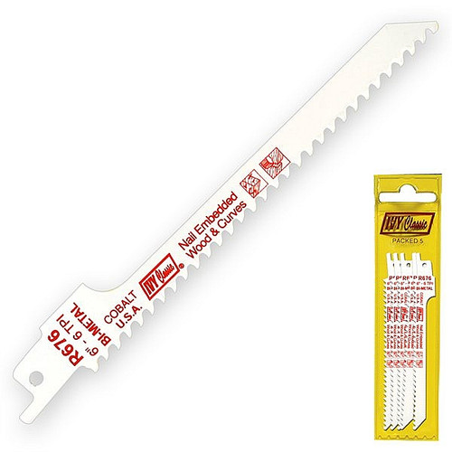 Ivy Classic 28321 R676P 6" 6T Bi-Metal Reciprocating Saw Blade, Pouch of 5