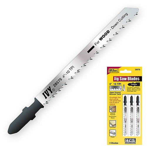 Ivy Classic 28575 4" 10T HCS Bosch Style Jig Saw Blade, 3/Carded