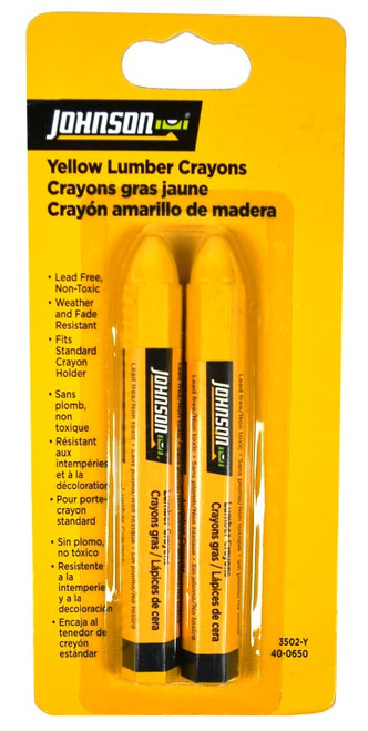 Johnson Level 3502-Y Yellow Lumber Crayon 2/Card