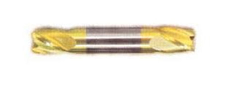 HTC 199-2046 3/64" Dia Solid Carbide Double End Mill, Ballnose End, Stub Length, TiN Coated, 2 Flute