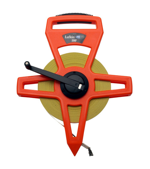 Lufkin PS1808N Tape, 200FT, Pro Series, Nyclad Yellow Steel, 3-to-1 rewind