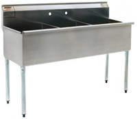Eagle Group 1854-3-16/4 22" x 55 3/8" 16/430 stainless steel, three-compartment utility sink w
