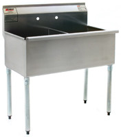 Eagle Group 2448-2-16/4 28" x 49 3/8" 16/430 stainless steel, two-compartment utility sink wit