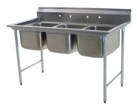 Eagle Group 314-18-3 31 3/4" x 65 1/2" three-compartment, 314 series coved corner sink, 24