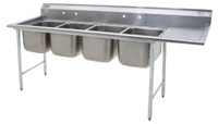 Eagle Group 414-18-4-18R 31 3/4" x 100 3/4" four compartment - 414 series coved corner sink, 24