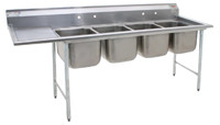Eagle Group 414-16-4-18L 27 1/2" x 92 1/8" four compartment - 414 series coved corner sink, 20"