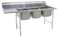 Eagle Group 414-22-3-24L 29 3/4" x 99" three compartment - 414 series coved corner sink, 22" x