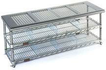 Eagle Group CRB1836EP 18" x 36" electropolished finish, gowning bench with standard undershe