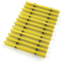 Eagle Group FT-1548-FG 15" x 48" floor trough with yellow fiberglass grating.