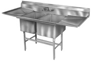 Eagle Group FN2032-2-24-14/3 27" x 84" two compartment, spec-master FN series coved corner sink, 20