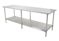 Eagle Group T24120E 24" x 120" 14/304 stainless steel top worktable; flat top, galvanized