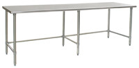 Eagle Group T48120GTE 48" x 120" 14/304 stainless steel top worktable; flat top and galvaniz