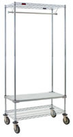 Eagle Group URS1836C 18" x 36" mobile garment rack, with one top and one bottom wire shelf,