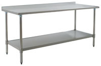 Eagle Group UT3648SE 36" x 48" 14/304 stainless steel top worktable; rear upturn, stainless