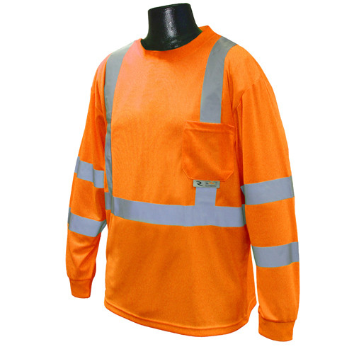 Radians ST21-3POS-L Saftey T-Shirt Class 3, Long Sleeve, Orange, Large
