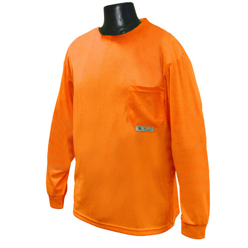Radians ST21-NPOS-L Saftey T-Shirt Non-Rated, Long Sleeve, Orange, Large