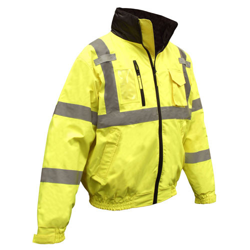 Radians SJ21-3ZGS-XL HI Viz Jacket Class 3, Three-In-One Bomber Jacket, Green, X-Large
