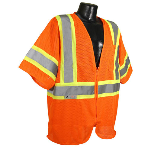 Radians SV22-3ZOM-XL Saftey Vest Class 3, Economy, Mesh Orange, X-Large