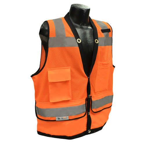 Radians SV59-2ZOD-3X Saftey Vest Class 2, Heavy Duty Surveyor, Mesh/Solid Orange, 3X-Large