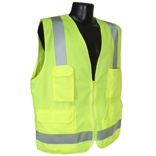 Radians SV7G4X Saftey Vest Class 2, Surveyor, Solid/Mesh Greeneen, 4X-Large