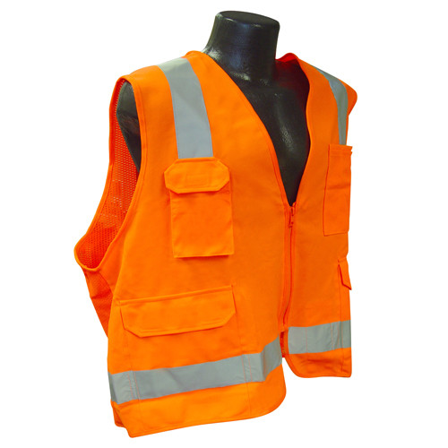 Radians SV7O3X Saftey Vest Class 2, Surveyor, Solid/Mesh Orange, 3X-Large