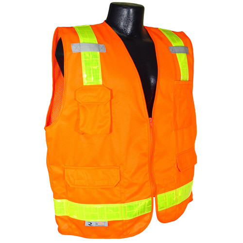 Radians SV7PO3X Saftey Vest Class 2, Prismatic Gloss Surveyor, Prismatic Reflector Orange, 3X-Large