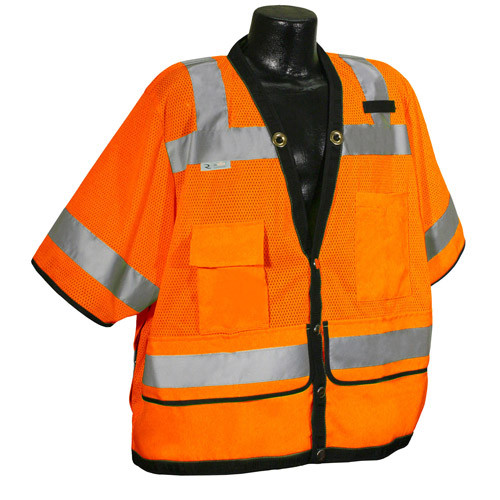 Radians SV59-3ZOD-M Saftey Vest Class 3, Heavy Duty Surveyor, Mesh/Solid Orange, Medium