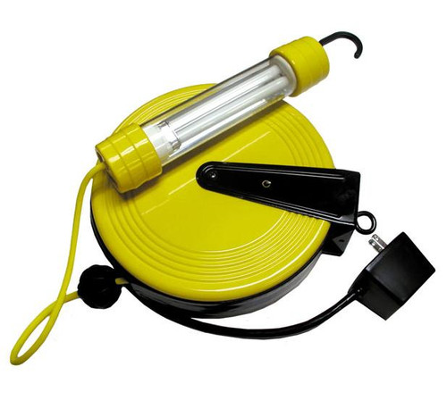 Bayco SL-827 13 Watt Fluorescent Work Light - 50' 18/2 on Metal Retractable Reel