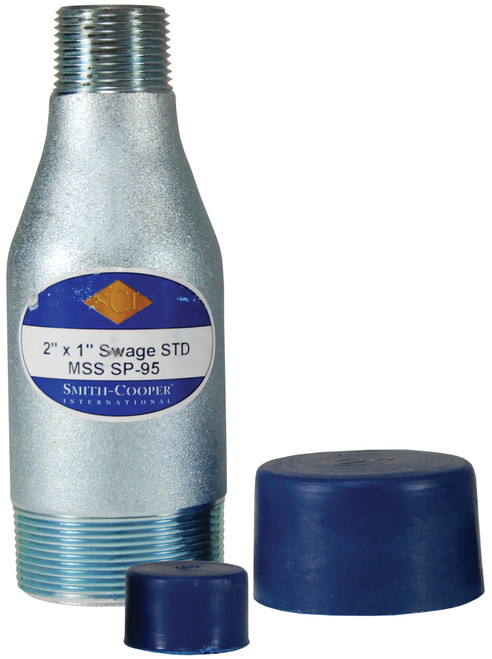Dixon SW40-200150 2" x 1-1/2" Swage Nipple w/Blue Cap Zinc Plated Sch40