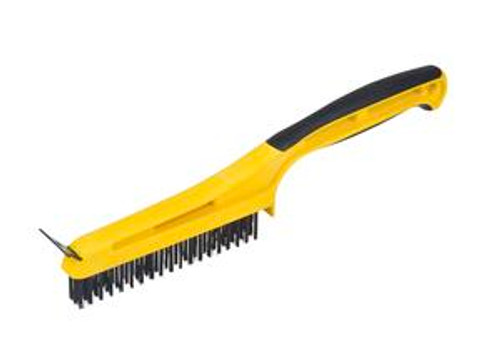 Hyde 46806 Wire Brush, 3 x 19 w/Scraper Overmold Handle