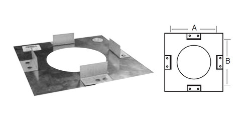 MetalBest 103461 Gas Vent Firestop Spacer, 3" ID, Framing Size A&B: 5 1/2"