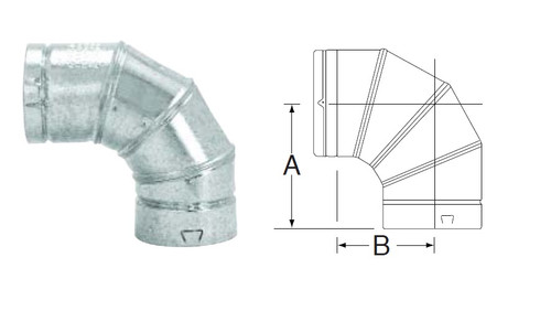 MetalBest 108230 Gas Vent Adjustable Elbow, 8" ID, 90 Deg Elbow- Three Gore