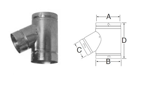 MetalBest 106134 Gas Vent Fixed Wye, 6" x 4" ID