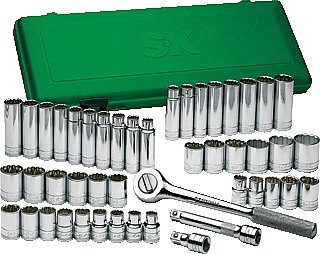 Sk Hand Tools SK4147 47 Pc. 1/2" Drive 12 Pt. Standard & Deep Fractional & Metric Socket Set